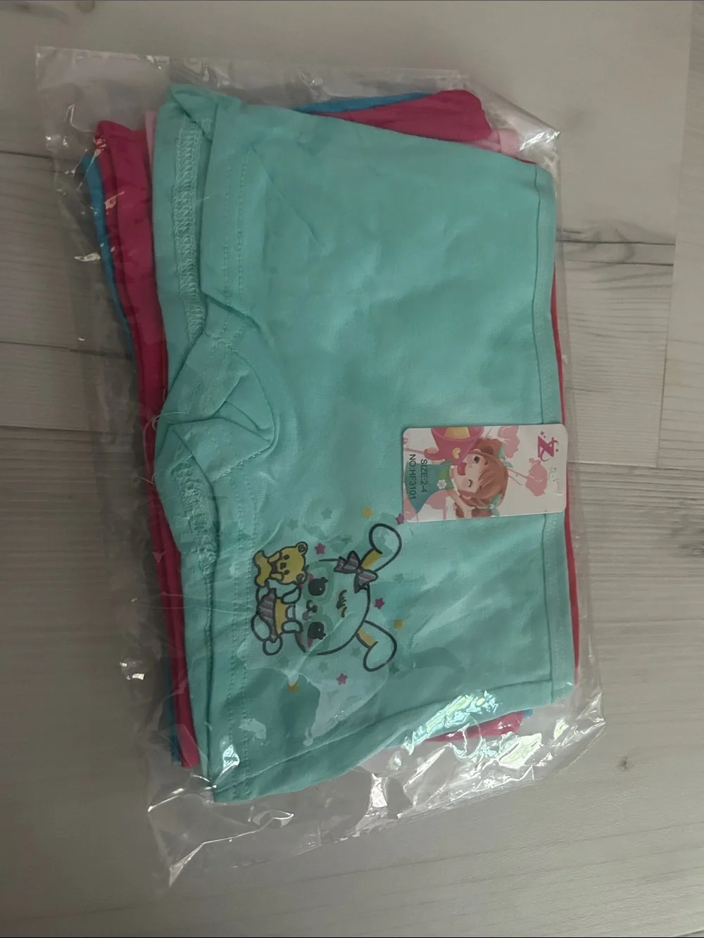 Girls' Aqua Cartoon Bunny Shorts Set with Pink Accents